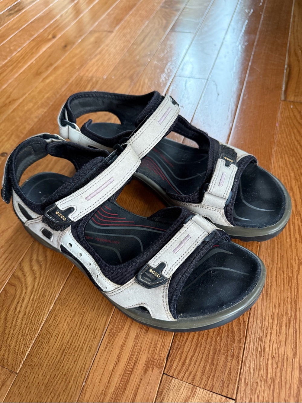 Ecco Black and Beige Women's Adjustable Sport Sandals